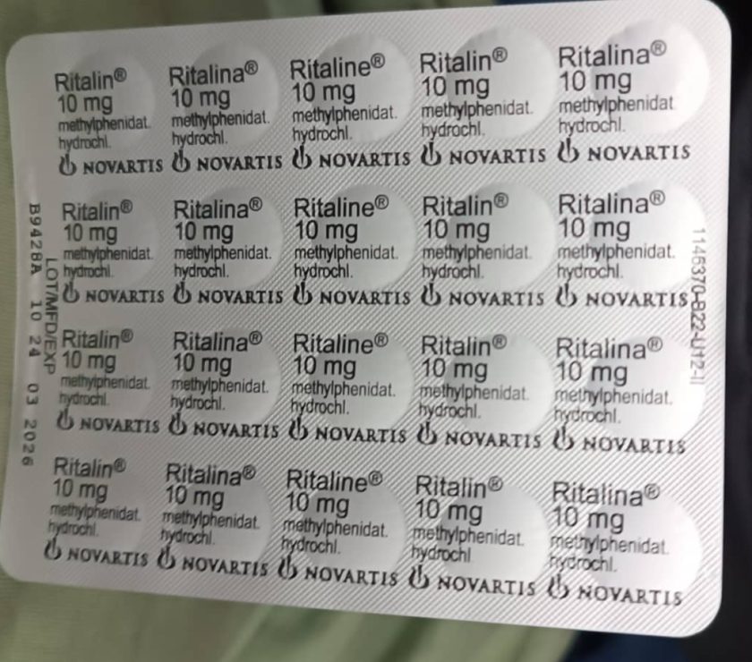 تصویر قرص ریتالین نوارتیس سوئیسی اصل
