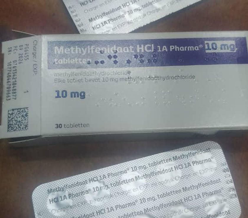 نمای قرص ریتالین آلمانی ۱۰ میلیگرم متیلفنیدات اصل